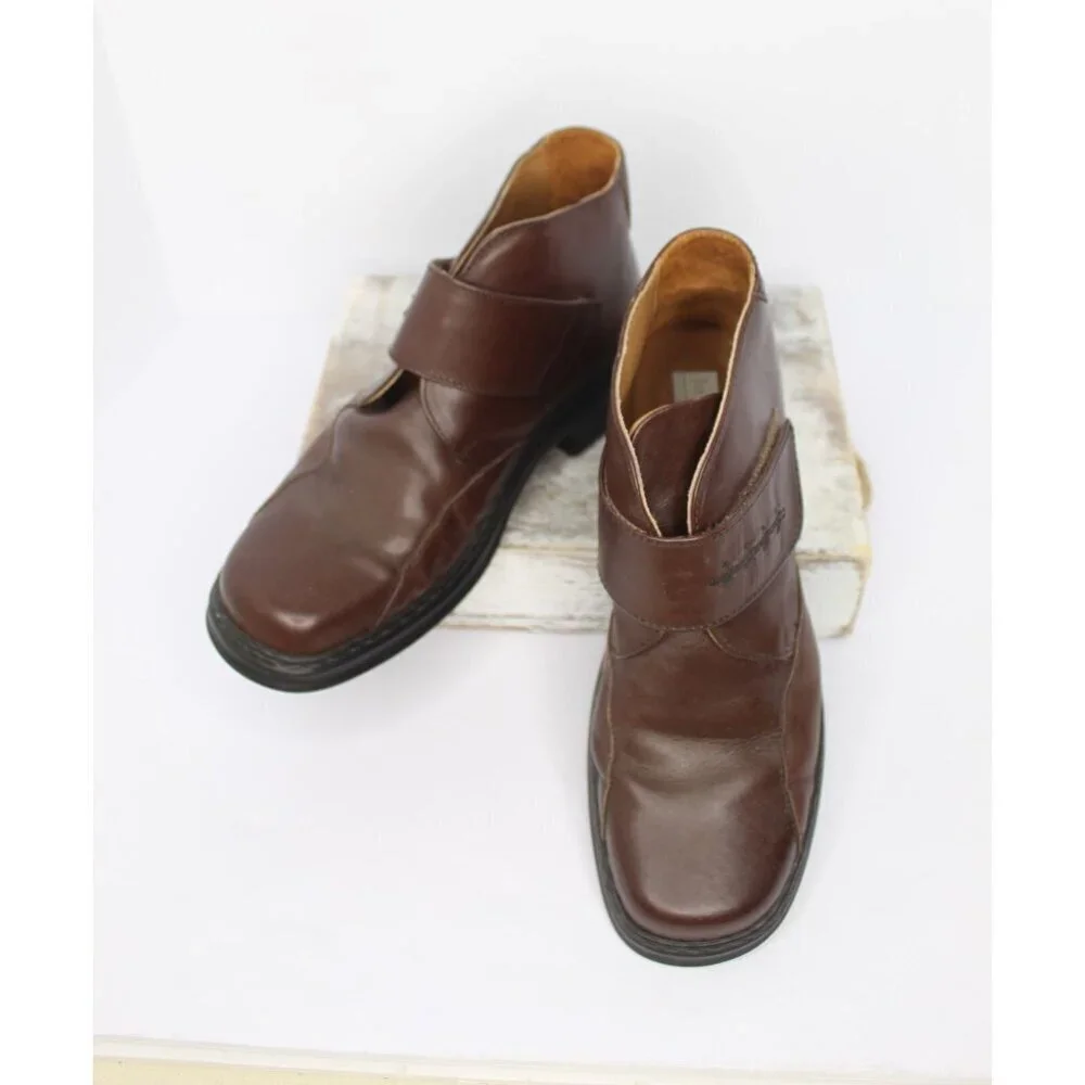 Josef Seibel Womens 10.5 Brown Soft Leather Chelsea Ankle Boots Block Heels NWOB